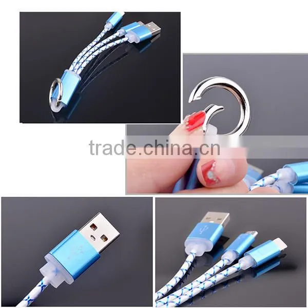 Colorful 2 in 1 micro usb data cable, micro usb cable bulk for Samsung charge