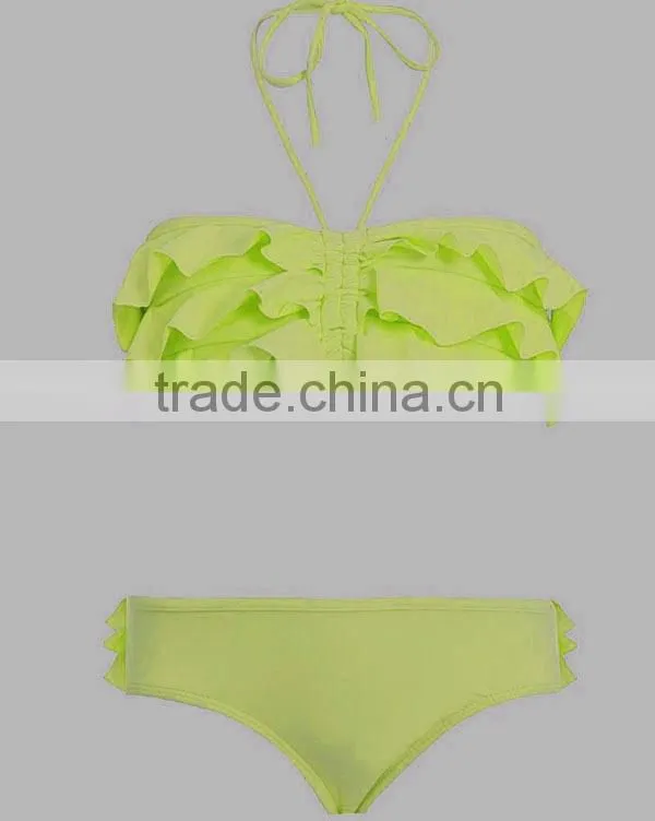 Latest fashion ruffles sexy kids bikini with various colours