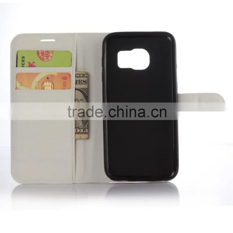 HOT SELLING Luxury Case for Samsung GALAXY S7 PU Lichee Leather Flip Cover with Wallet