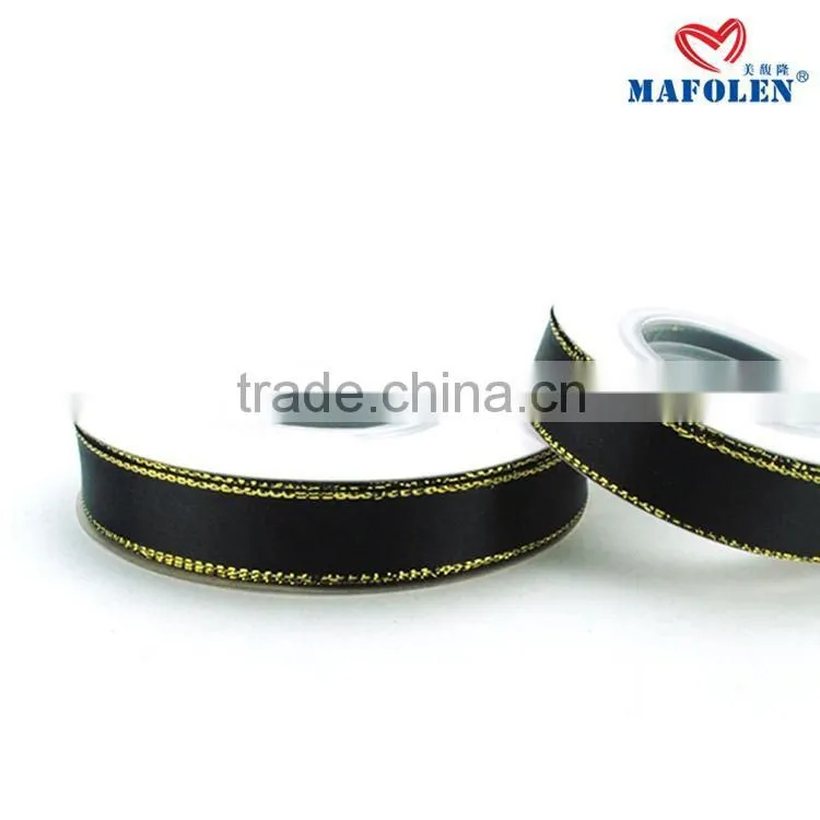 Wholesale patterned grosgrain ribbon cheap price 75mm silver foil custom printed ribbon