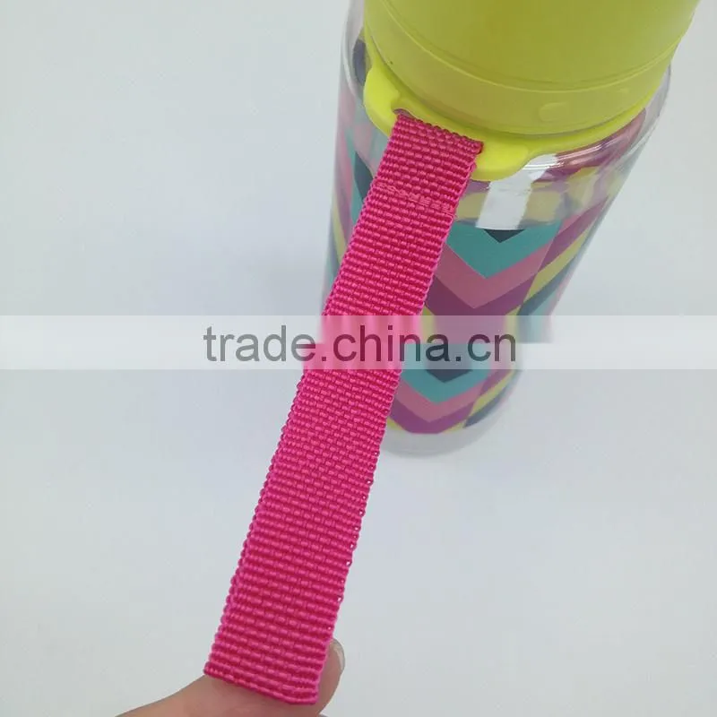 600ml carry strap BPA Free flip up hydration sports bottle with decal