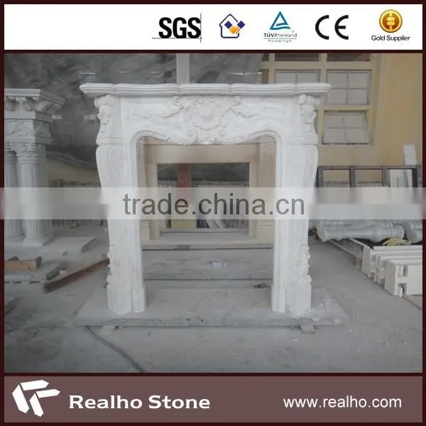 white carrara marble fireplace for home decoration