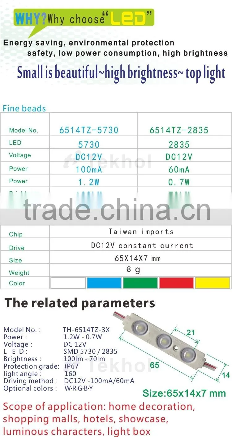 3 chips 5730 led smd module with 160 degrees,CE and RoHs certification 2016 new type