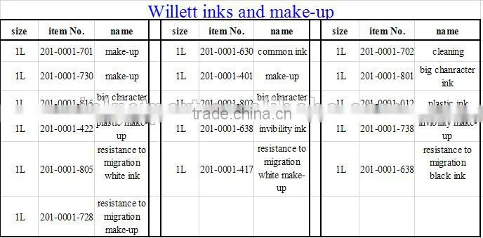 Willett 201-0001-628 1L Resistance the migration ink solvent based cij printing ink
