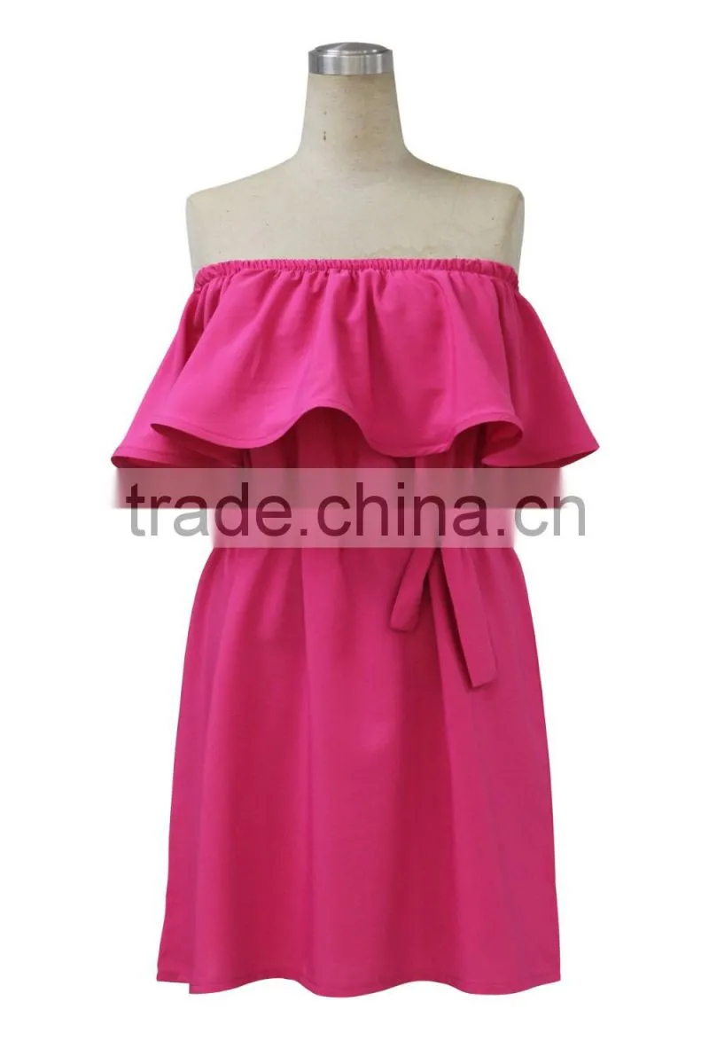 Best Selling Green off shoulder dress 2016 woman fashion dresses good quality made in China