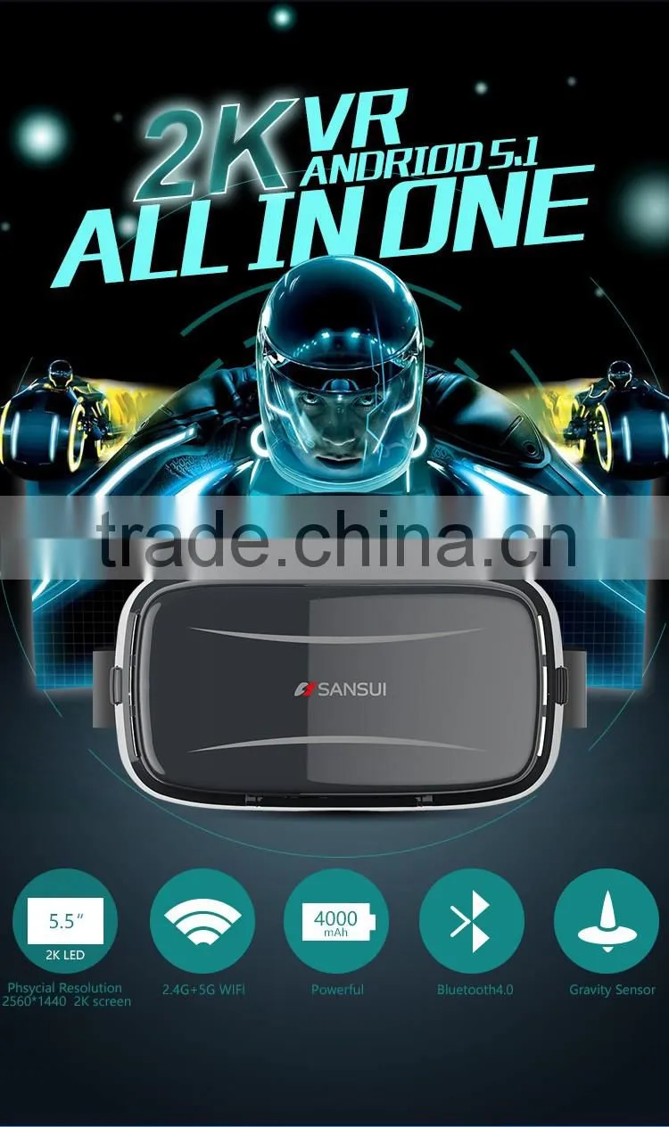 2017 high-end andriod 2k screen vr all in one 3d