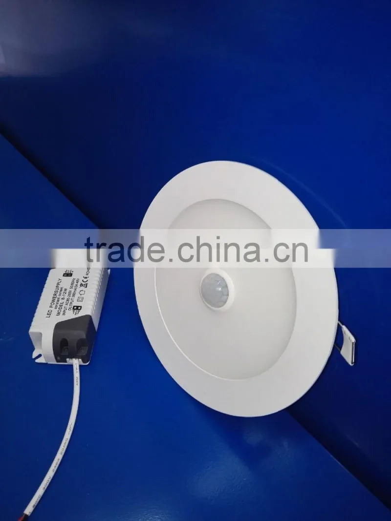 PIR 12W Dia170*18mm Round LED Downlight Panel,moving detectable LED Panel light PIR Sensor