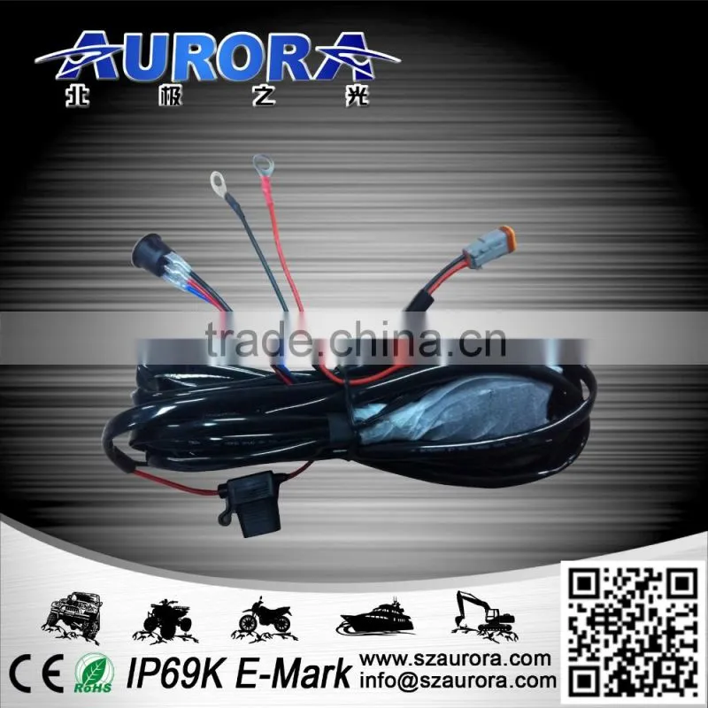 offroad led driving lights wiring harness with switch waterproof connectors