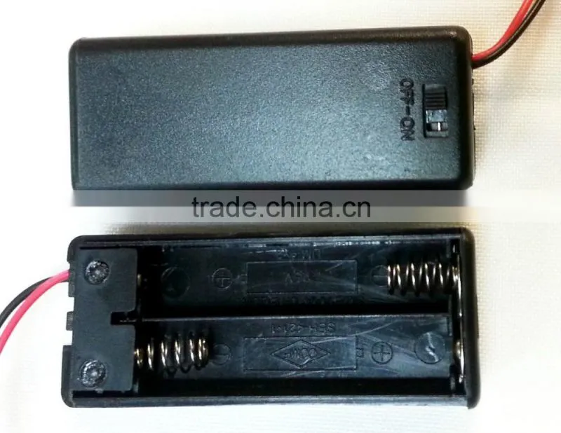 1Pc Battery Holder Box Case with ON/OFF Switch and Cover for 2AAA Batteries