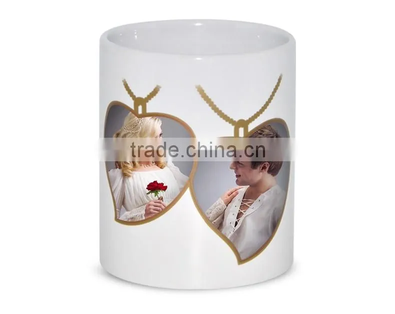 Personalised 11oz heart shape color changing ceramic digital printing mug