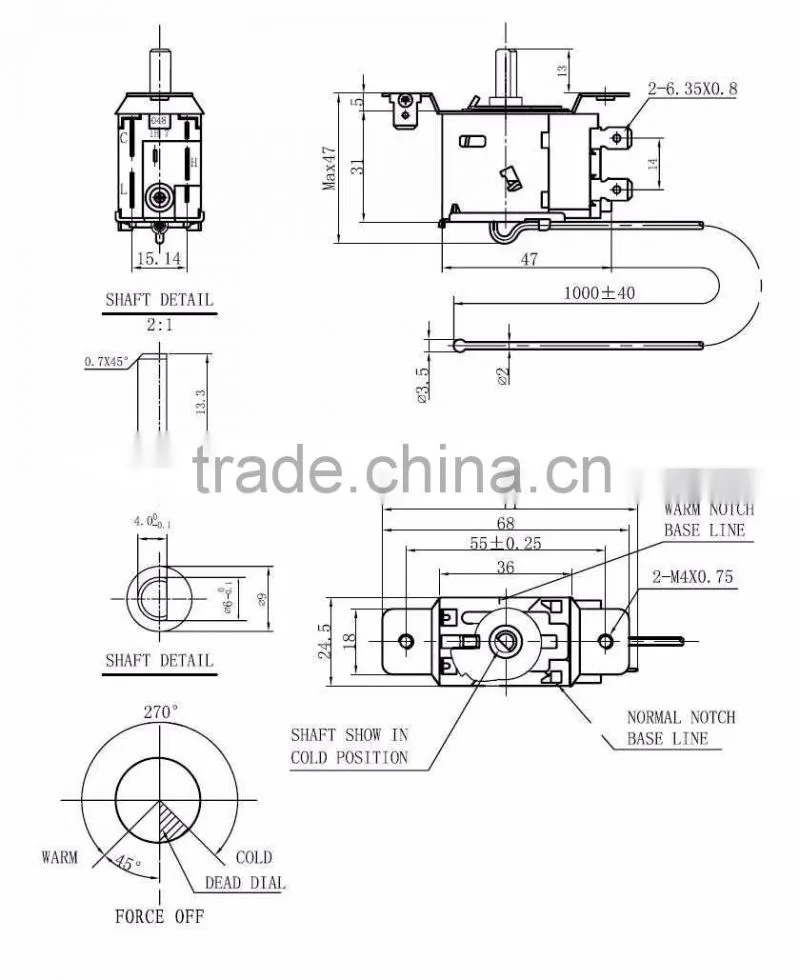 Low temperature Adjustable Capillary thermostat
