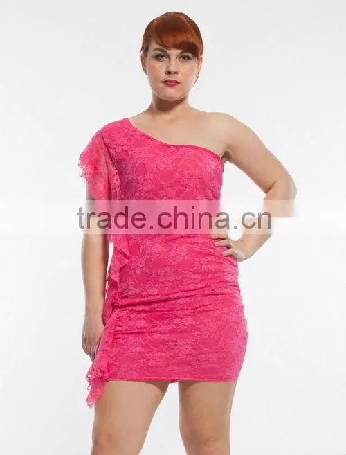 Vintage style good quality hot pink plus size sexy club dresses