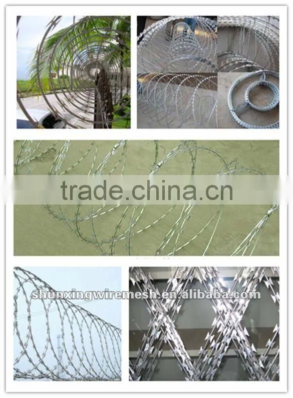 Galvanized and PVC coating Razor Barbed Wire Concertina razor wire