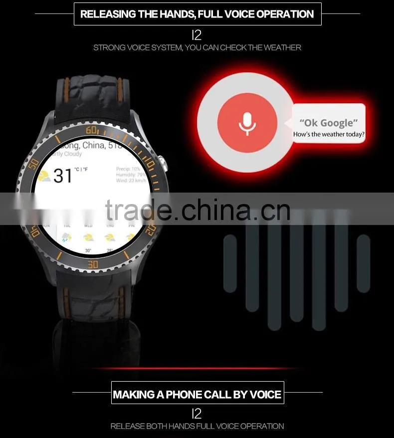 Weather GPS Wifi Smart Watch MTK 6580 512MB+4GB ROM Smart Watch