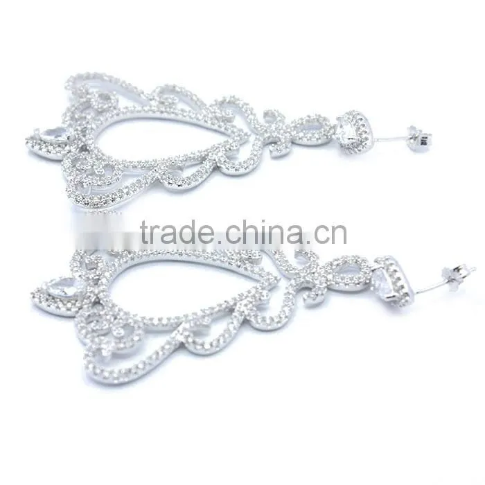 2014 wholesale CZ jewelry silver new model earrings