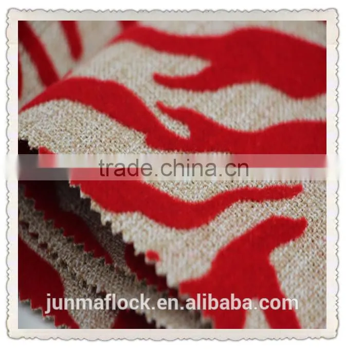 Junma red zebra-stripe pattern linen flocked car seat fabric