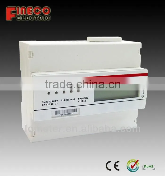 EM735 3 phase 4 wire meter 3phase kwh meter electric energy meters for rail with pulse output