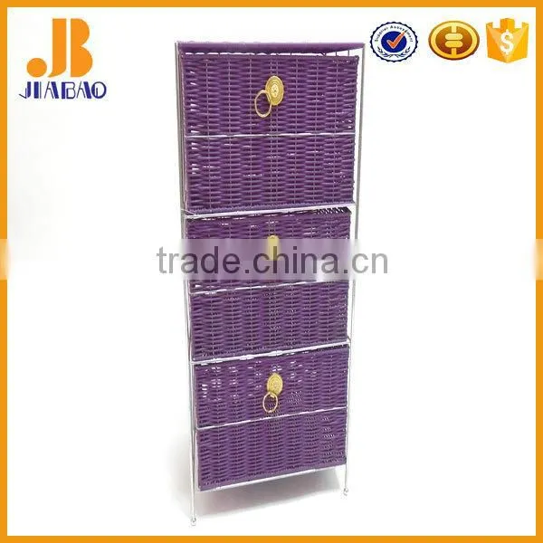 Plastic rattan blue storage cabinet