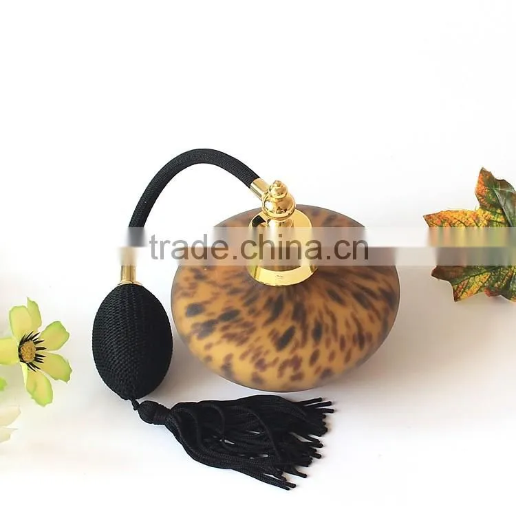 100ml hand blown modern leopard print frosted glass perfume bottle , airbag scent bottle