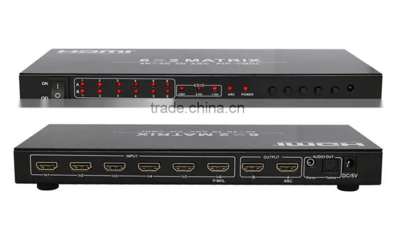 High speed HDMI Matrix 6 by 2 with Dual ARC, support 4k2k with super quality