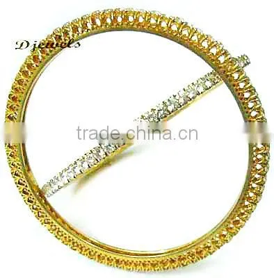 Diamond Studded Gold Bangles, 14 K Gold Diamond Bangles, Jewellery
