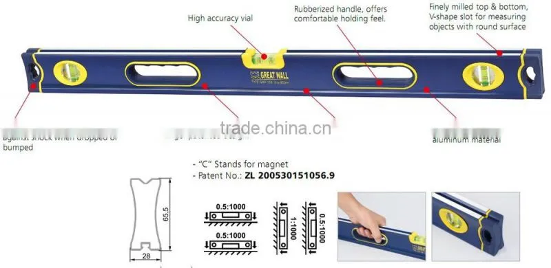 High Accuracy Spirit Level With Powerful Magnet inside