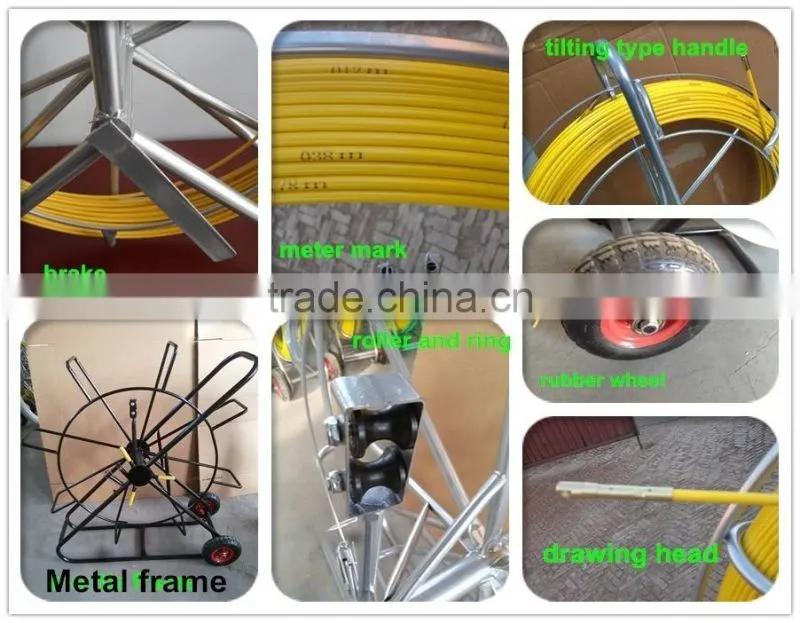 8mm Fiberglass duct rodder, cable rod FRP conduit snake rodder, cable rodder