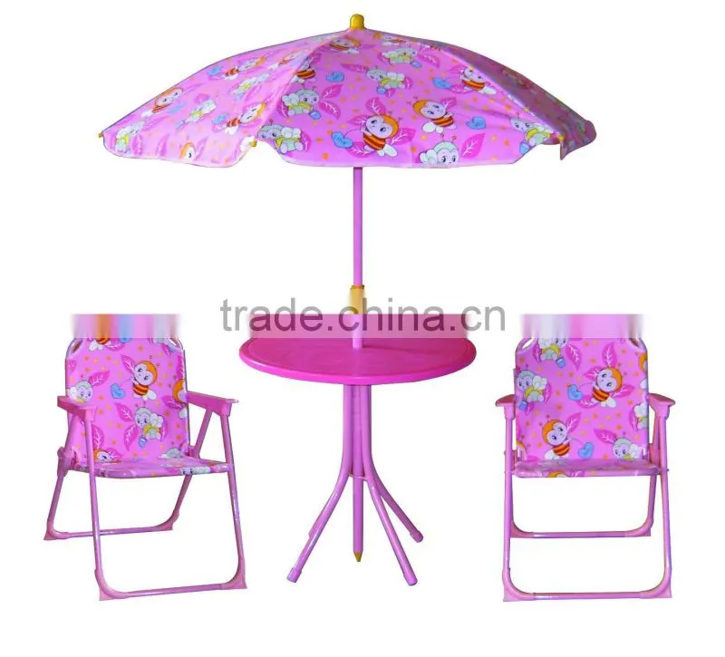 Cheap kids folding beach chair and table with umbrella