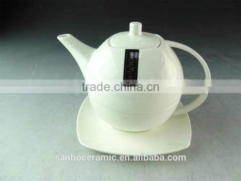 Stock High Quality White Ceramic Chinese design ceramic teapot with mug set