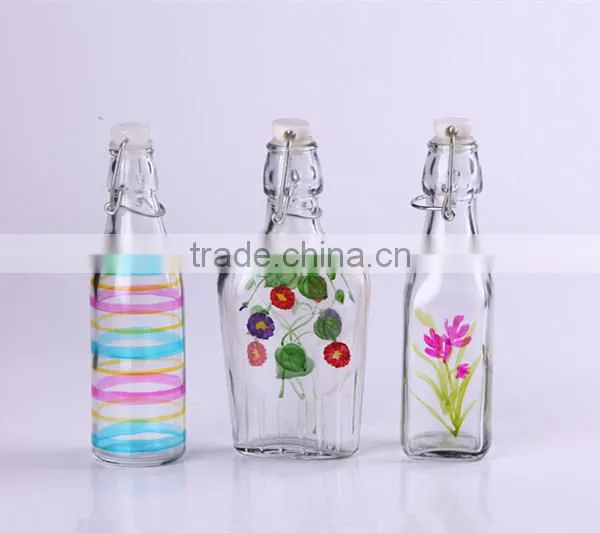 1000ml round glass milk bottle with spray