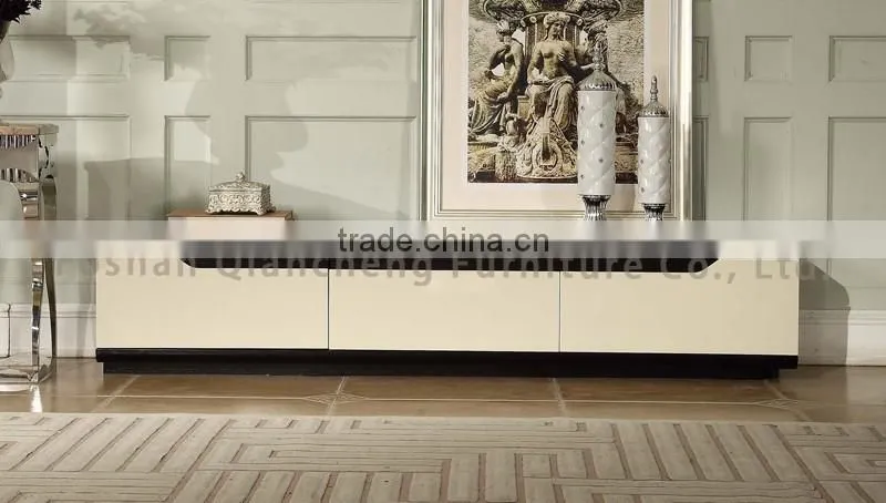 Metal remote controlled tv stand with white lacquer wooden drawer