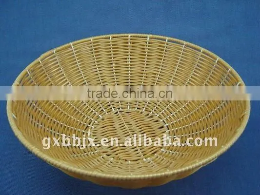 Brown/cyan plastic rope weaving and iron frame storage tray