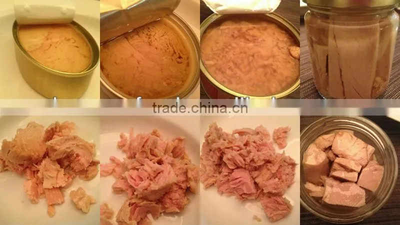 Canned tuna flakes in olive oil