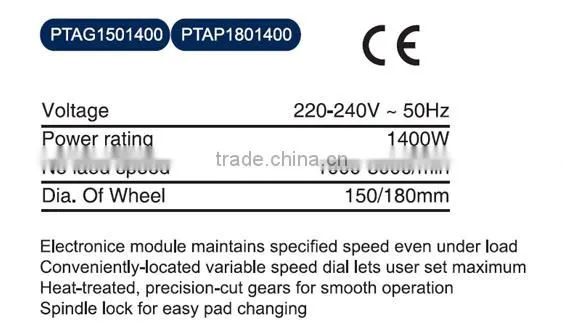 150mm or 180mm 1400W Electric Polisher Angle Polisher Ange Grinder Polisher