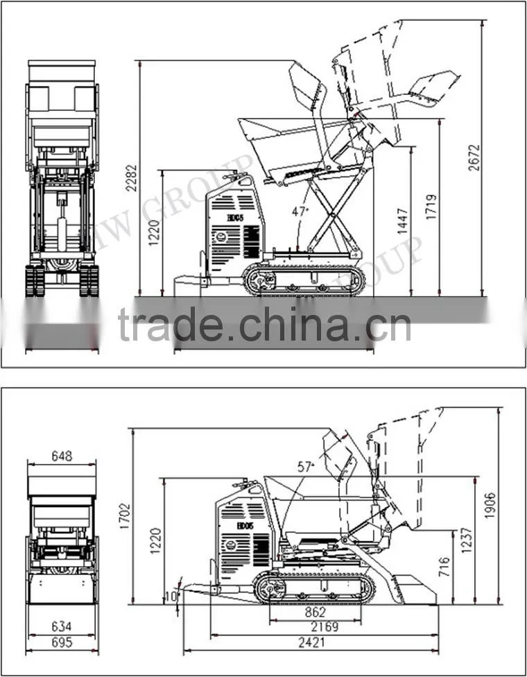 Garden Mini Track Dumper With Rubber Crawler