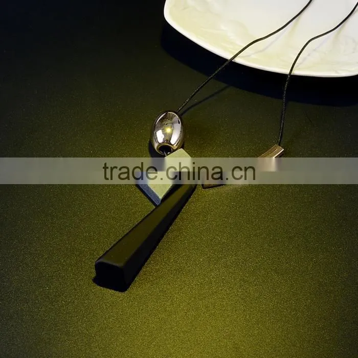 geometric wood bead pendant necklace gold curved tube bead black chain necklace geomotric rubber pendant long sweater necklace