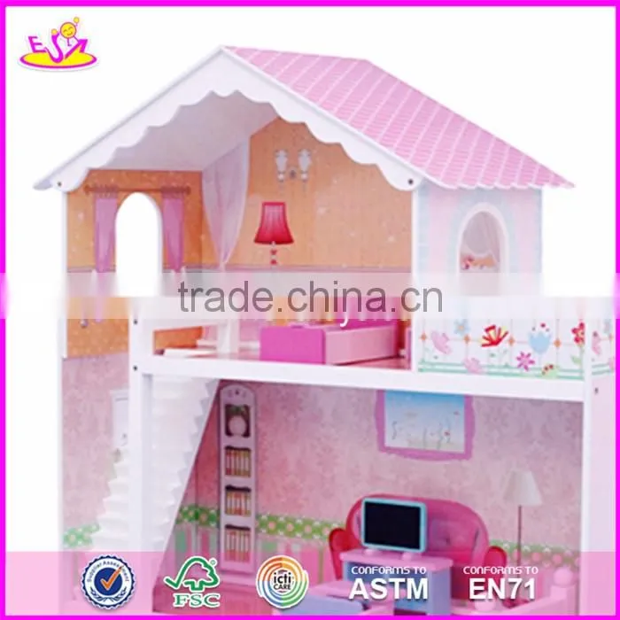 2017 New design girls miniature toys wooden doll house kits W06A083