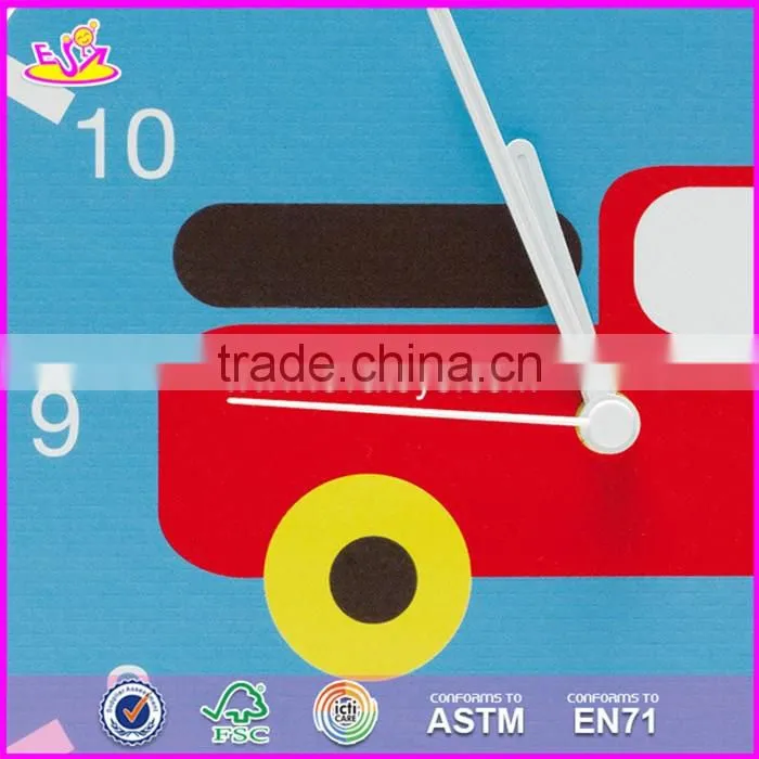 2017 New design cartoon wall decoration wooden kids room clock for sale W09D024