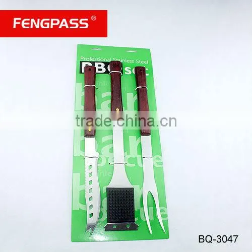Hot sell 3pcs BBQ set with wooden handle BQ-3056