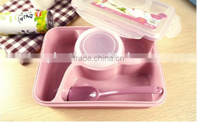 China Lunch Box Bento Food Container 4cups Made In China,hot new product for 2015,CUSTOM plastic lunch box