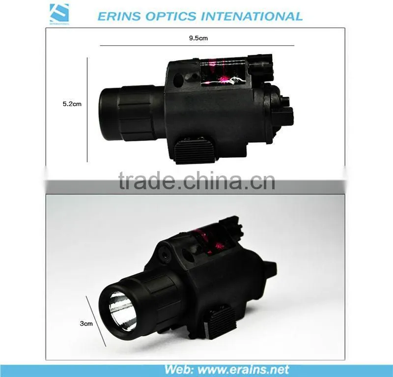Lightweighted Plastic housing green laser sight and 200 lumens CREE Q5 LED flashlight combo