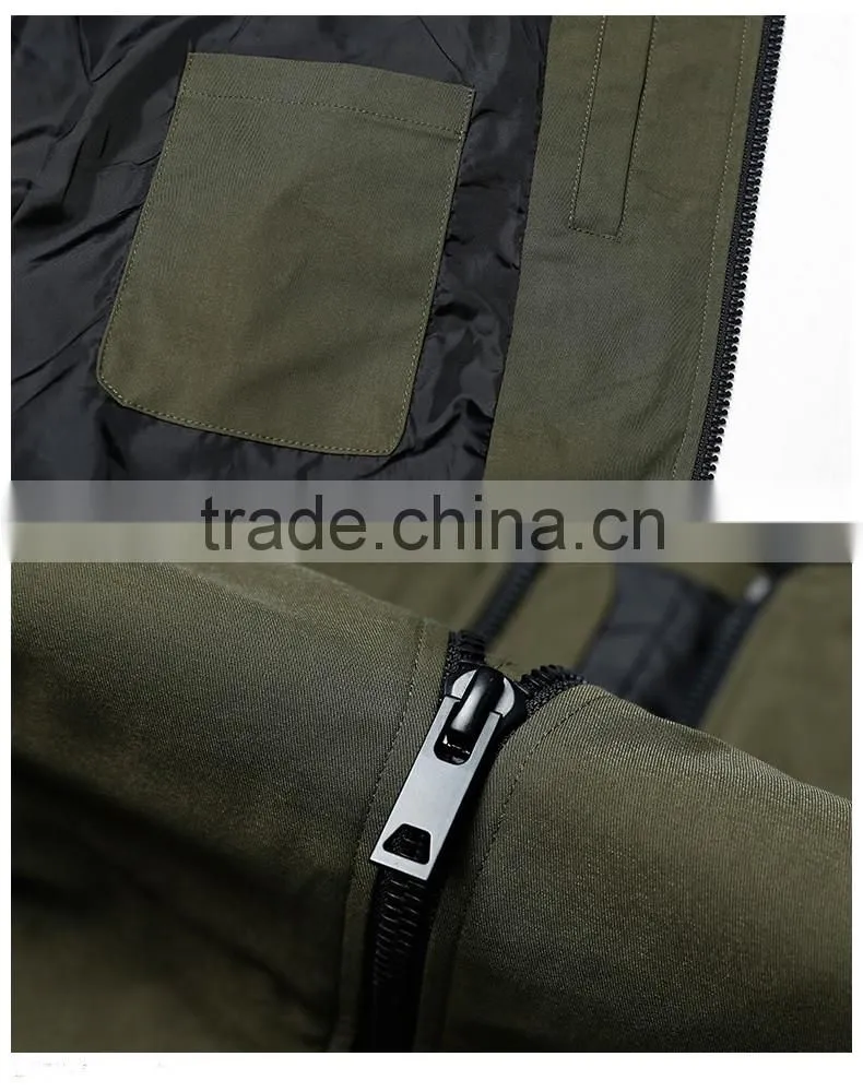Polycotton mens jacket with sleeve zipper fashion varsity jacket plain baseball jacket