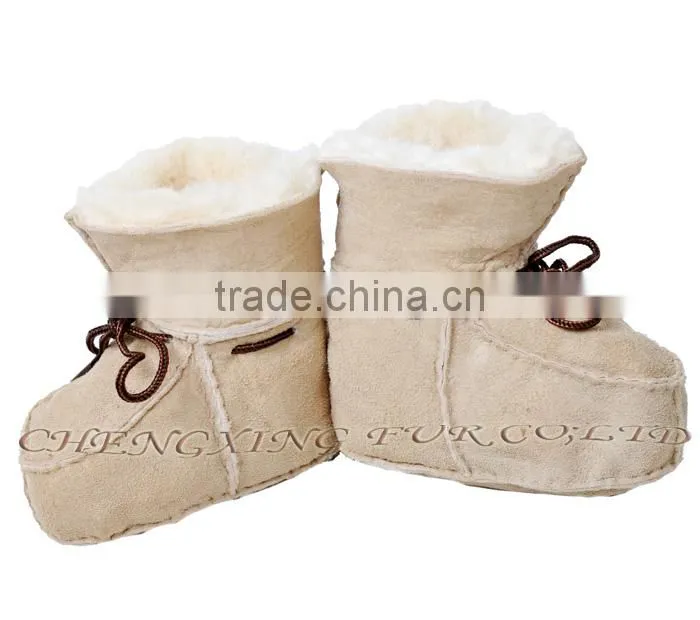 CX-SHOES-05C Chengxing Fur Wholesale Real Sheepskin Baby Shoes