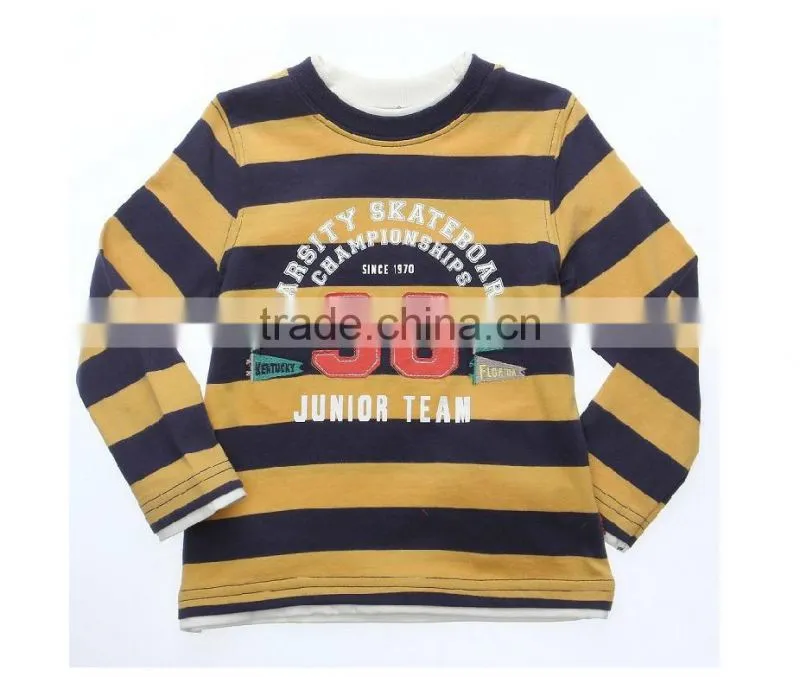 2014 spring kids baby boy rugby sports stripe t-shirt "Junior team" printing