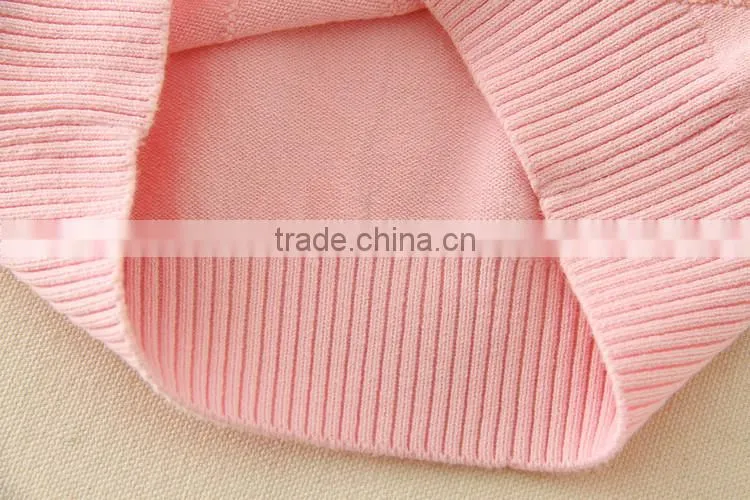 turtleneck collar pink sweaters plain knitted clothes appliqued tiny flower full sleeve winter garments warm