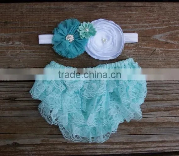 Hot selling baby clothes infant lavender ruffle bloomer wholesale baby girl diaper cover with headband