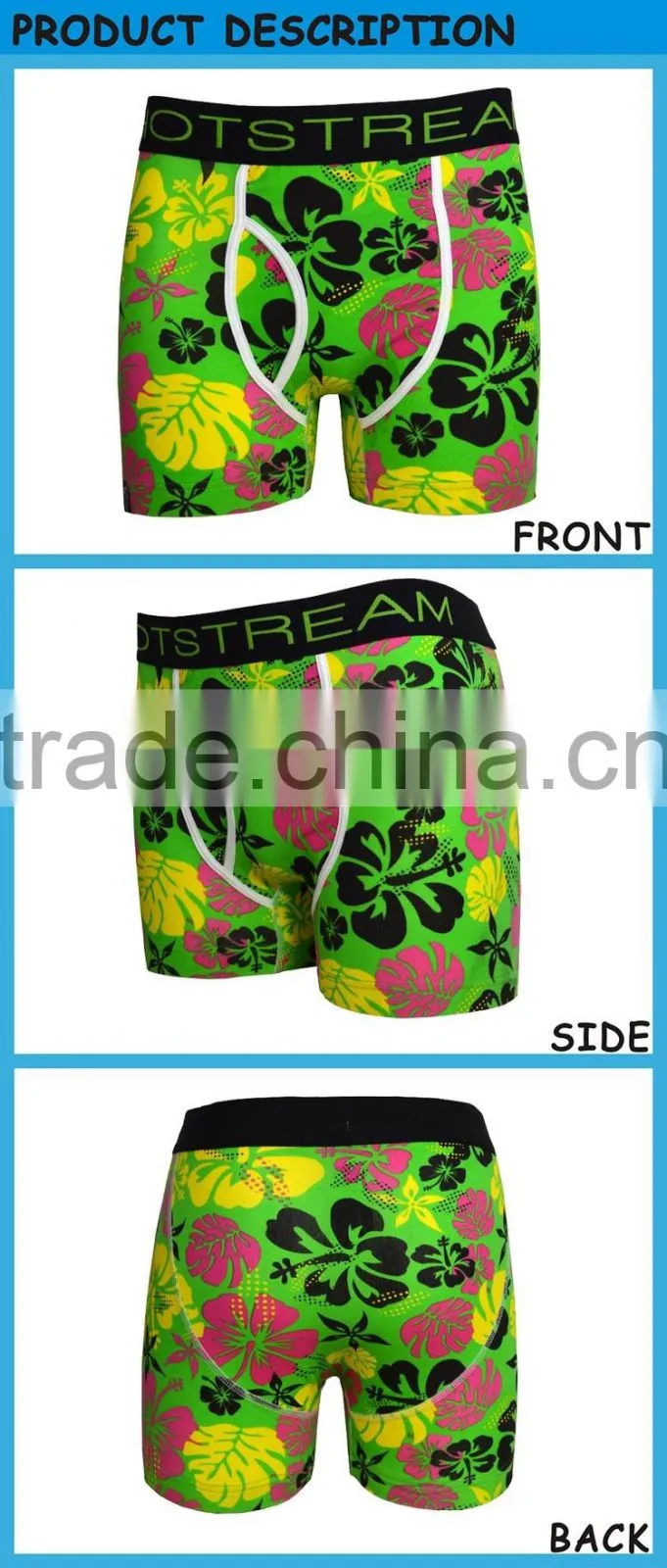Custom 95% Cotton 5% Spandex Boxer Men Underwear Your Brand Boxer Shorts