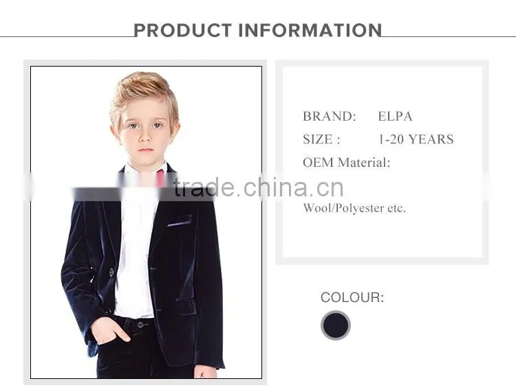 ELPA 2016 fancy children suit warm 3 piece velvet boys casual suit