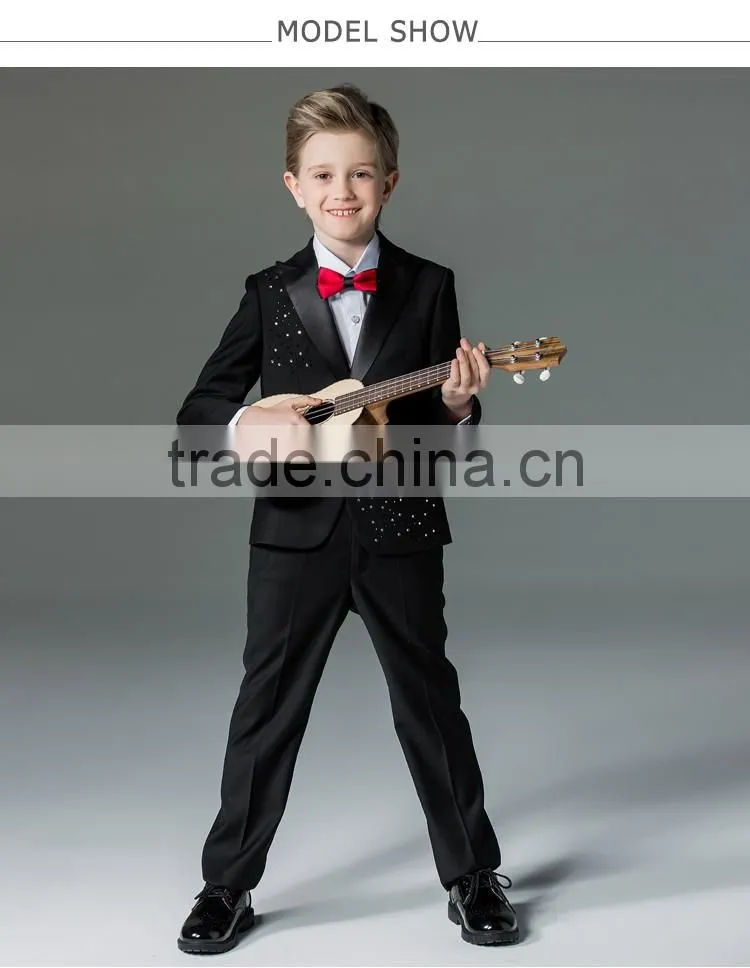 ELPA slim black fancy 3 piece designer kids boys suits