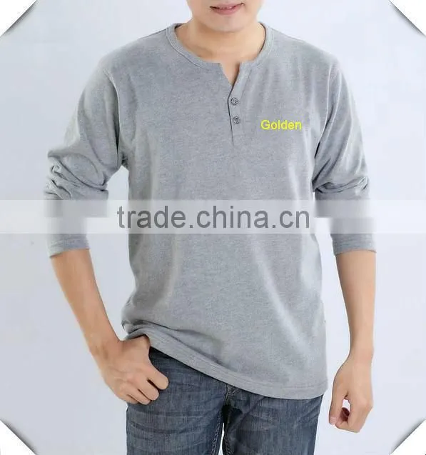 Long sleeve men's cotton emboridery tshirts 201316